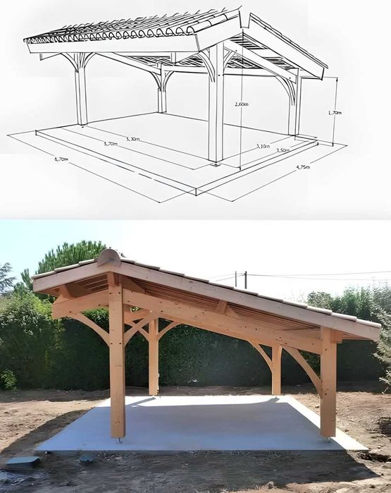 Wiata garażowa, drewniana, samochodowa, Carport, altana, zadaszenia.