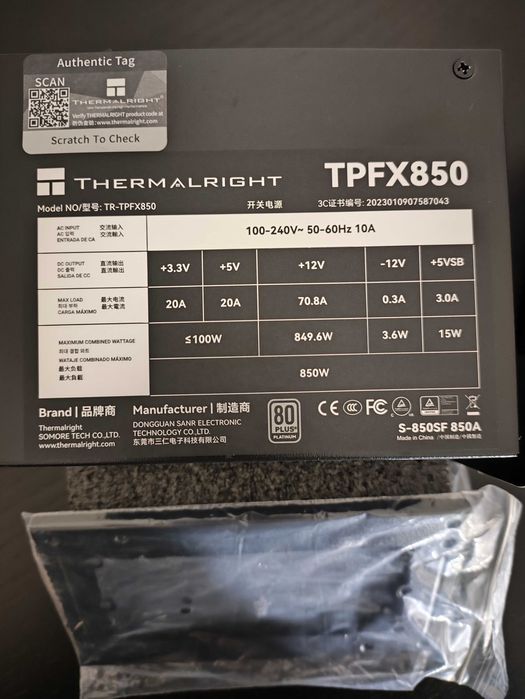 Zasilacz SFX Thermalright TR-TPFX850 850W