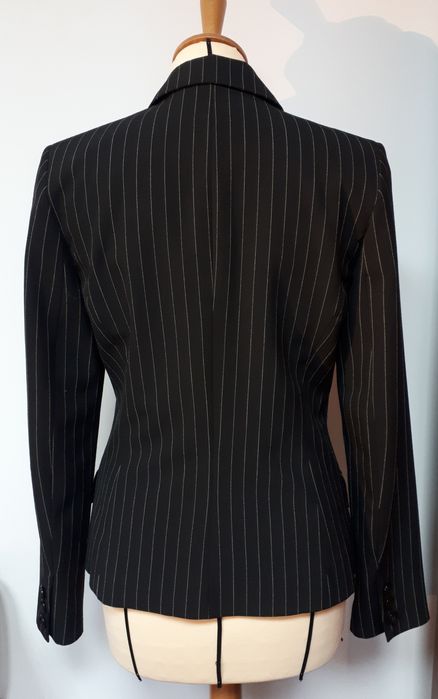 Blazer de Tecido Preto com riscas