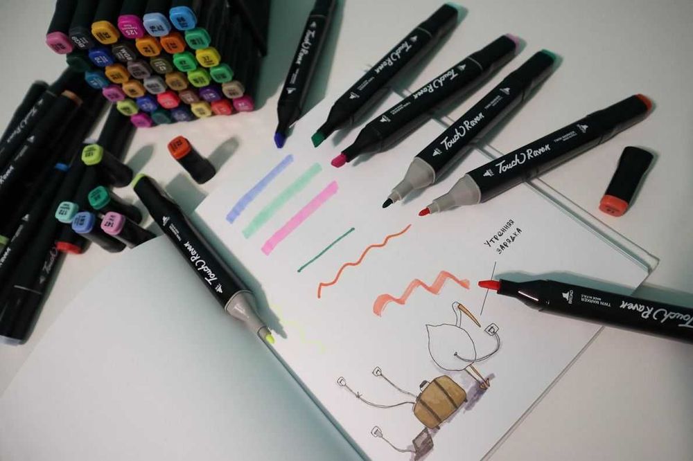 Скетч-маркери нові, яскраві, двосторонні, свіжі маркери для скетчингу