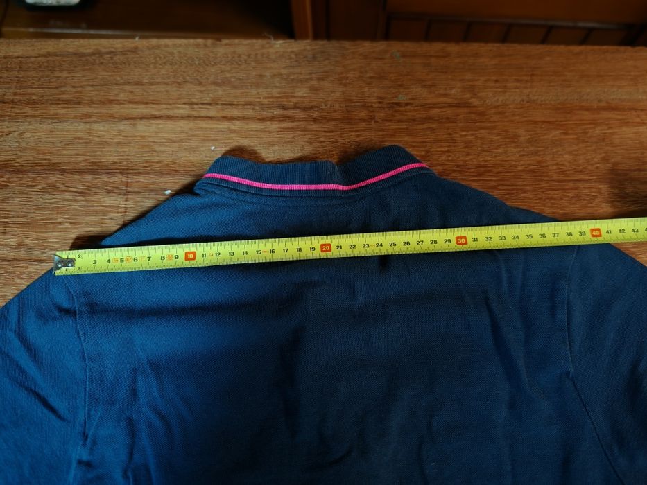 Polo Kappa azul Marinho com riscas fuscia