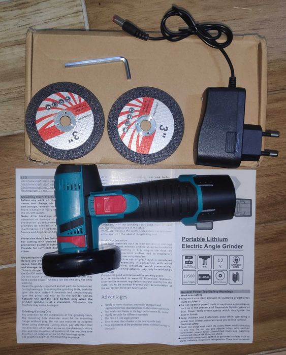 Новая аккумуляторная угловая мини-шлифмашина (УШМ), болгарка + 2 диска