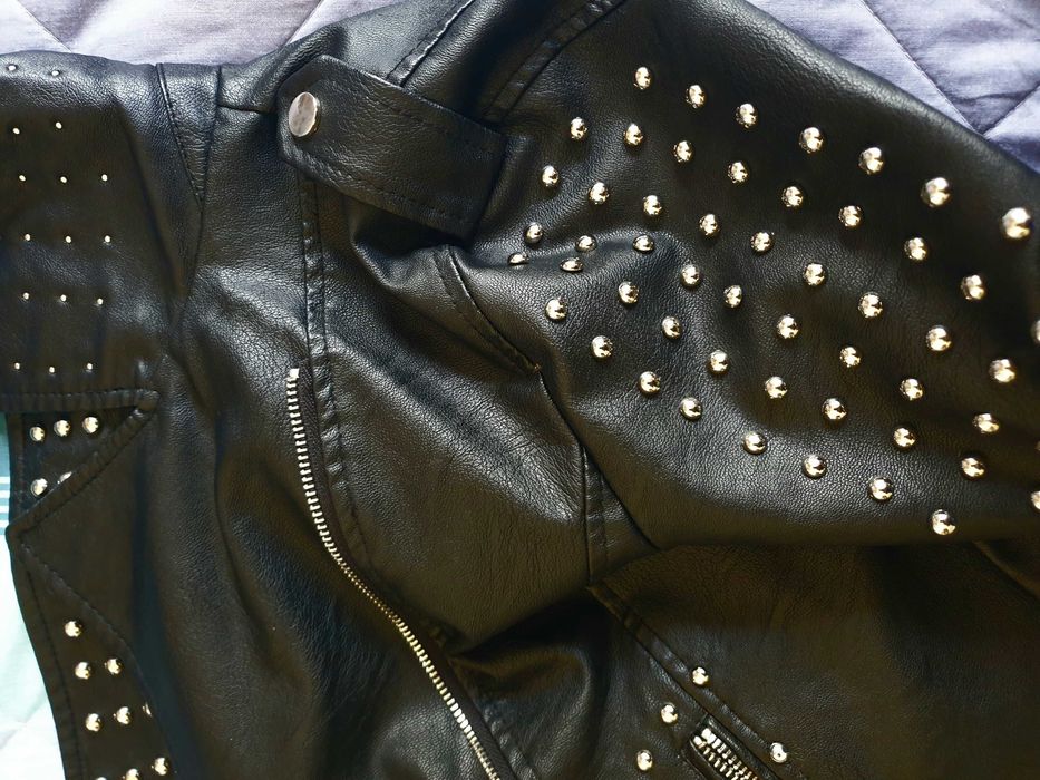 Ramoneska Nowa Black avant garde zip leather jacket rock nity ćwieki D.D. Style 36 38 S M