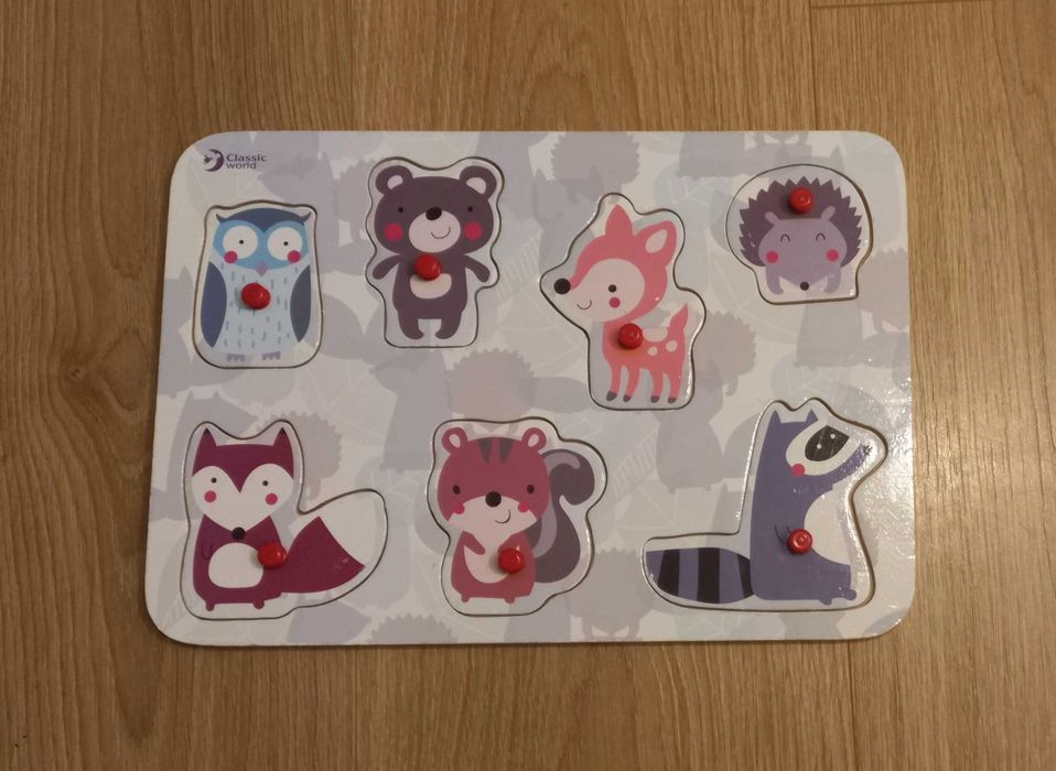 Drewniana układanka Leśne Zwierzęta z uchwytami Classic World