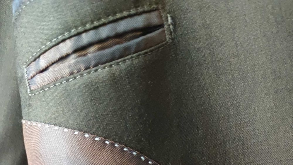 Garnitur 188 brązowy oliwkowy super materiał 100% wełna