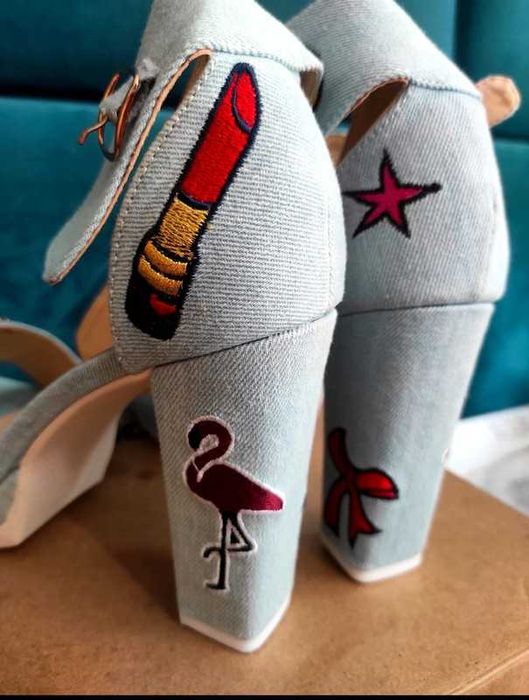 Buty szpilki na słupku słupek sandały koturn