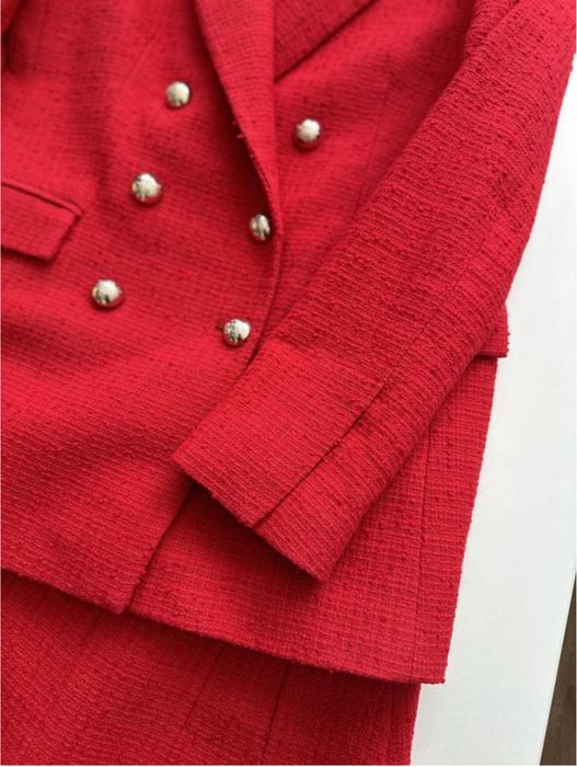 Твідовий жіночий костюм mango зі спідницею розмір S