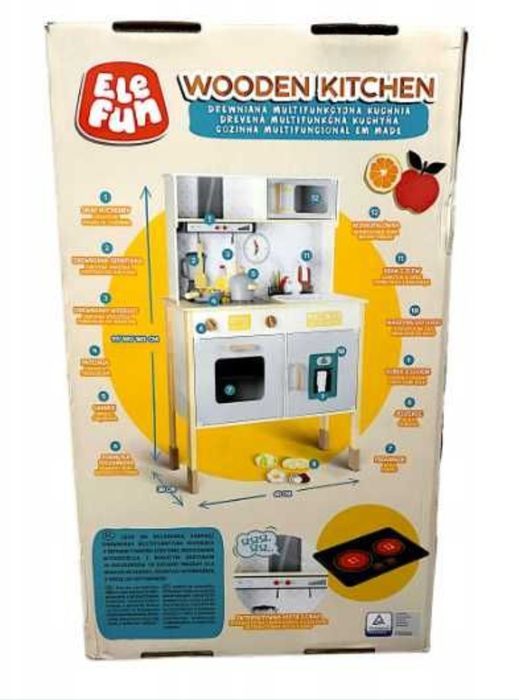 Elefun Kuchnia drewniana multifunkcyjna – 14 akcesoriów