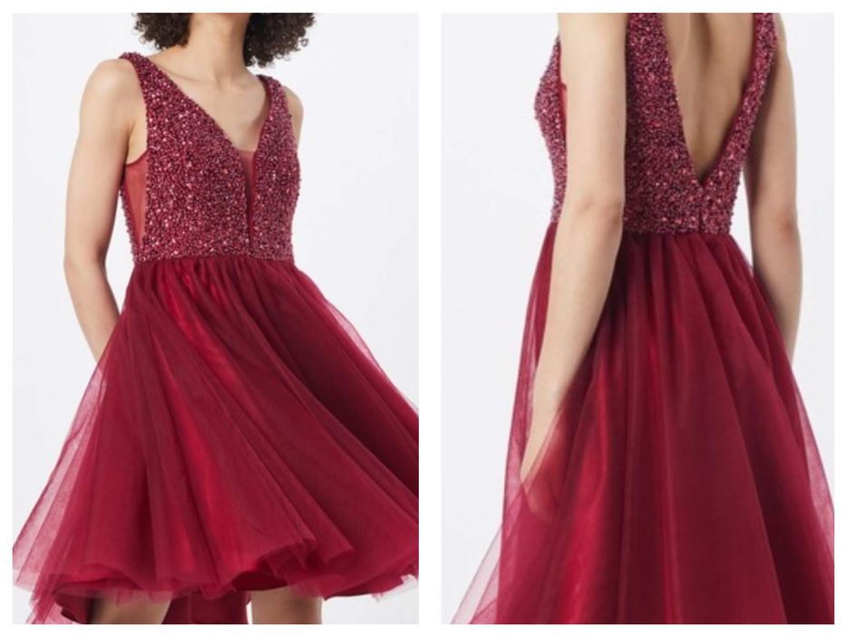 Sukienka Mascara tiulowa zdobiona,  burgund, 42-44,"wesele,  bal,