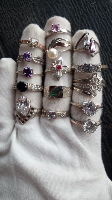 Срібні колечка 925 проба. Містік топаз, гранат ,топаз, улексит.