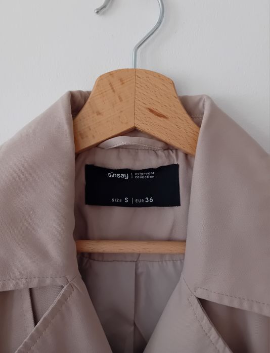 Sinsay płaszcz trencz beżowy 36 S