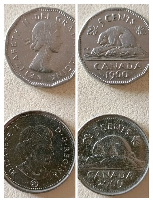 Moedas e Notas do Canadá (e E. U. A.) -  Dólar e Cêntimos