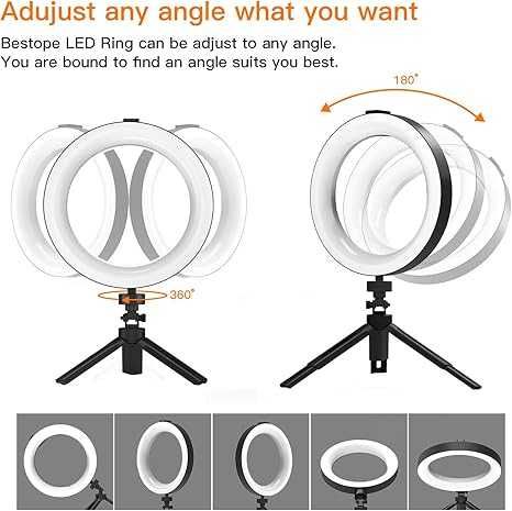 Ring Light LED 8'' 3 Modos 10 Níveis, USB (Maquilhagem, Vídeo, TikTok)
