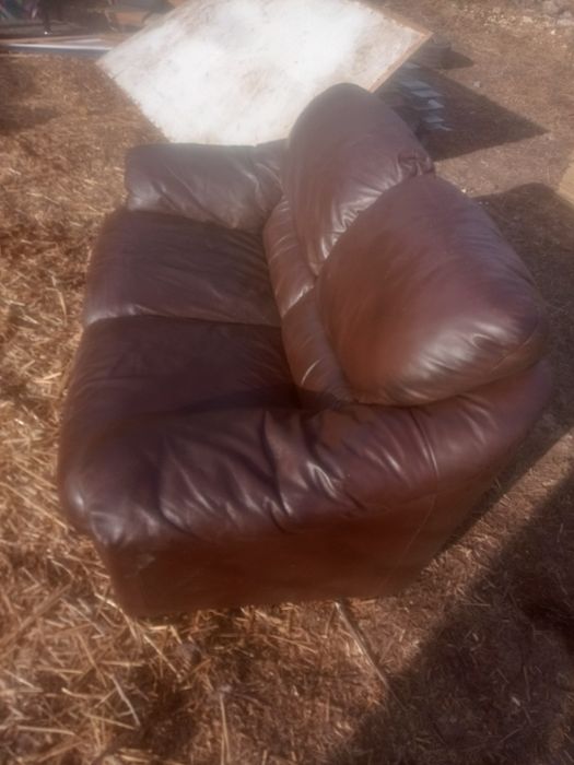 Kanapa skórzana brązowa sofa biała jasna