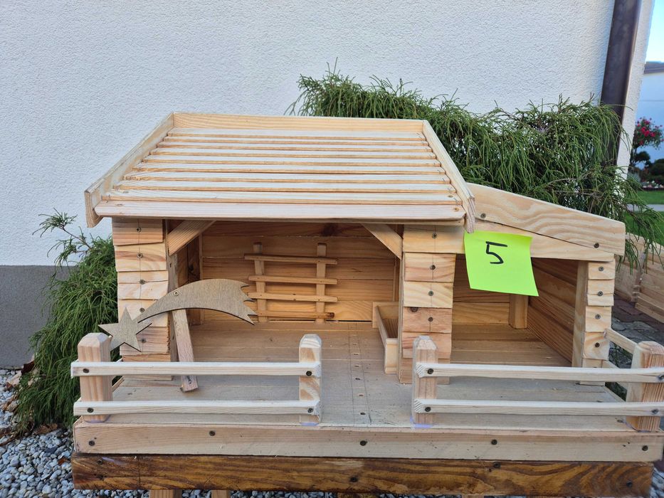 Szopka bożonarodzeniowa Duża Drewniana Światełka, nr 10