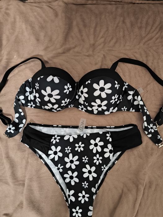 Купальник роздільний чорно-білий