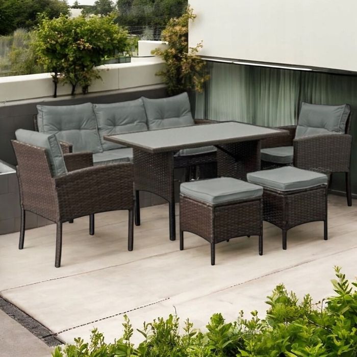 ZESTAW MEBLE ogrodowe komplet wypoczynkowy PROMOCJA 2x Fotel 2x Pufa