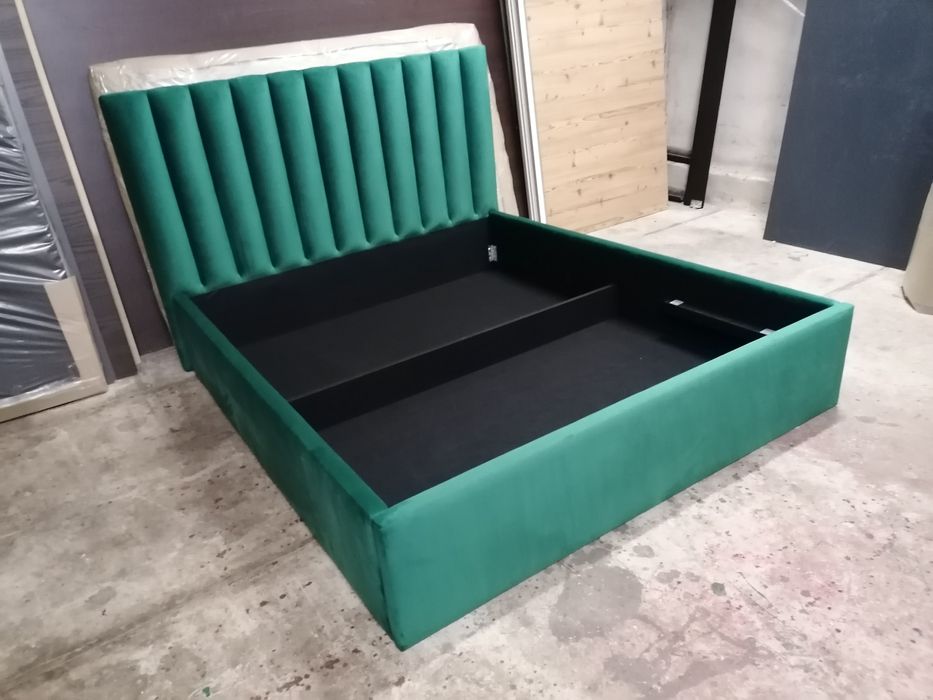 Łóżko tapicerowane półwałki panele welur pojemnik stelaż na wymiar 220