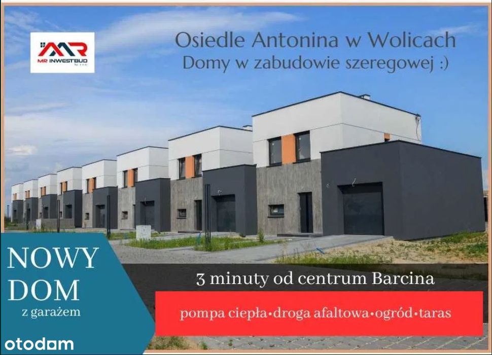 Nowoczesny dom szeregowy 96,69 m² z garażem i ogrodem- pełne media