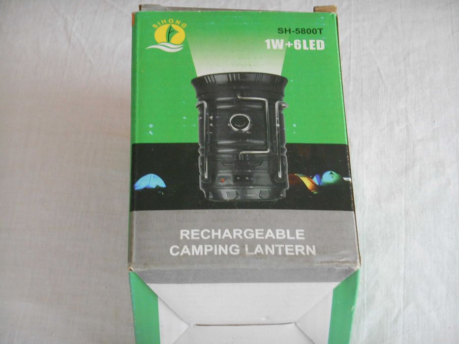 Лампа кемпінгова з функцією павербанку на сонячній батареї чорного кол