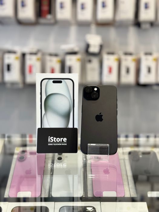 iPhone 15 • Black • 128 GB • 90% bateria • GWARANCJA • raty ! • czarny
