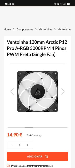 Ventoinha  Arctic P12 ARGB