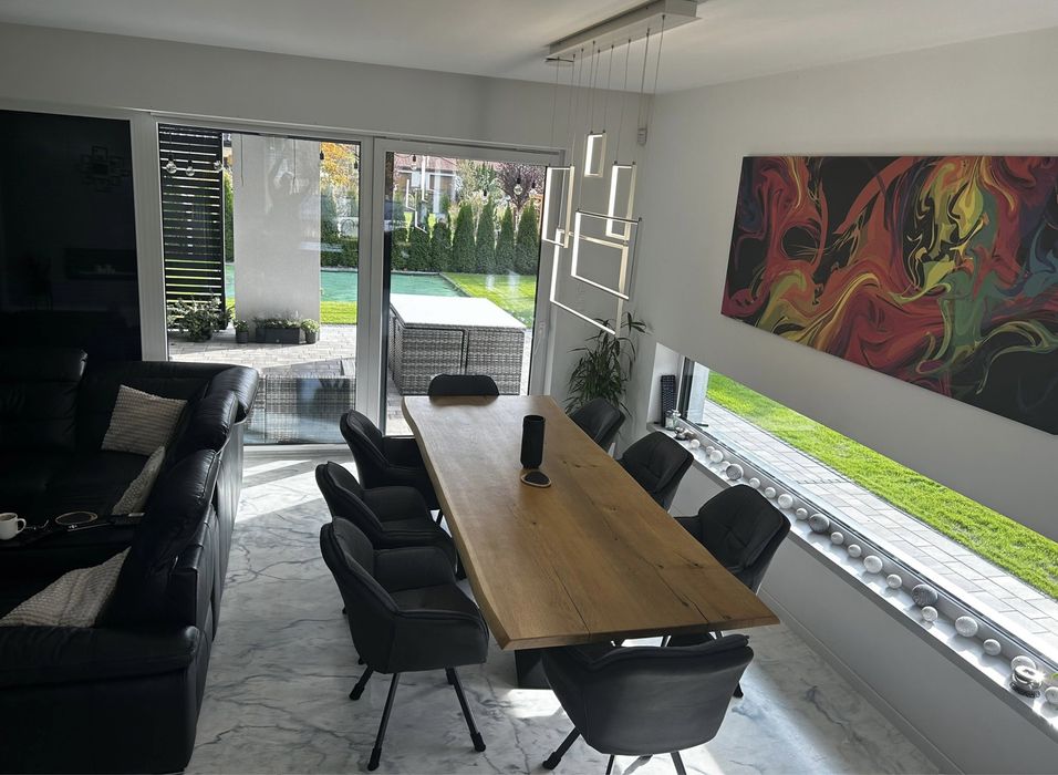 Stol Debowy Loft Design Monolit Zywica Modern Dab Lite Drewno