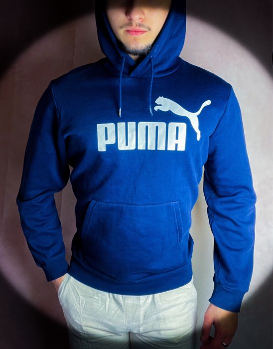 (S) Puma Nowa Granatowa Męska Sportowa Bluza z Kapturem na co Dzień
