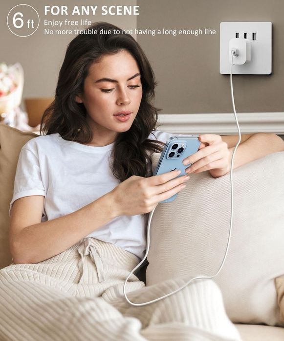 Ładowarka 2x do USB-C 20W, MFi, Do iPhone 15, 14, 13 + 2x Kabel Lightn
