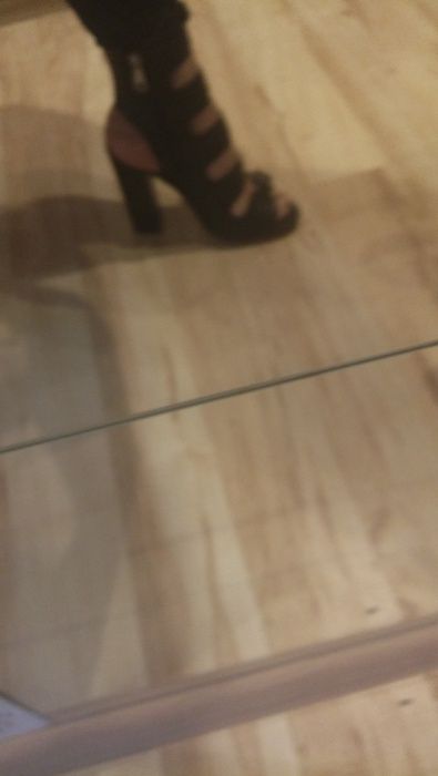 Botki sandałki klamry czarne 38 skóra ekologiczna