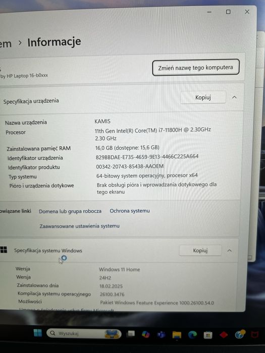 Idealny Omen 016 I7 11800H RTX3060 6gb 16Gb ram ddr 1TB ssd