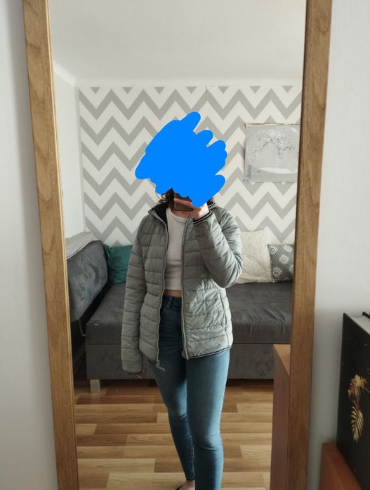 Jasnoszara kurtka pikowana 36 damska