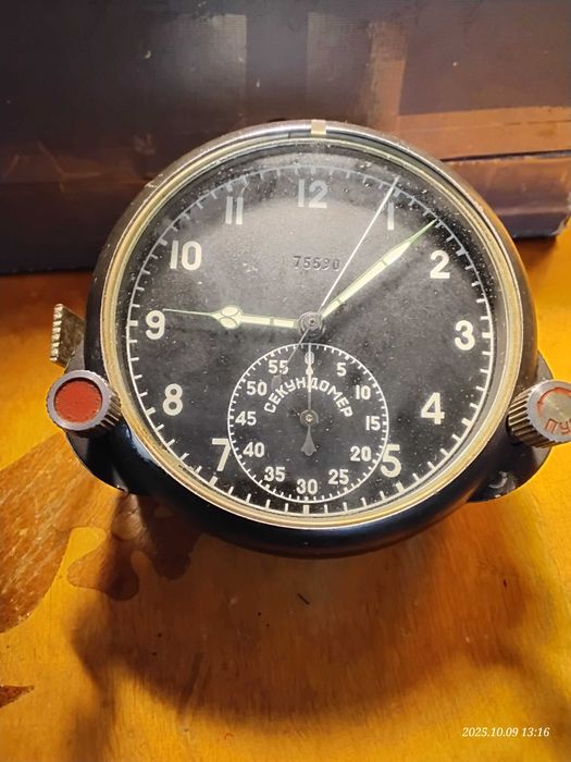 Zegar lotniczy CzP60 zsrr Sprawny typ ACzS CzP-60 ZAPLOMBOWANY