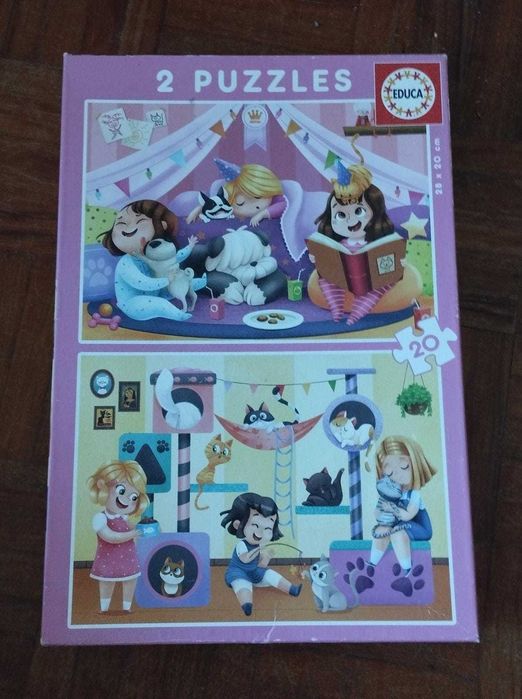 Puzzle com gatinhos - 2 puzzles em madeira