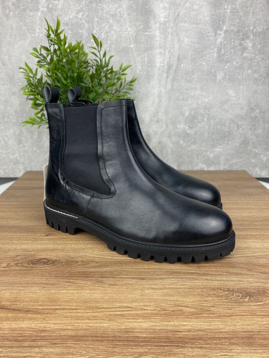 Buty męskie Pepe Jeans r. 43 - eleganckie czarne sztyblety skórzane