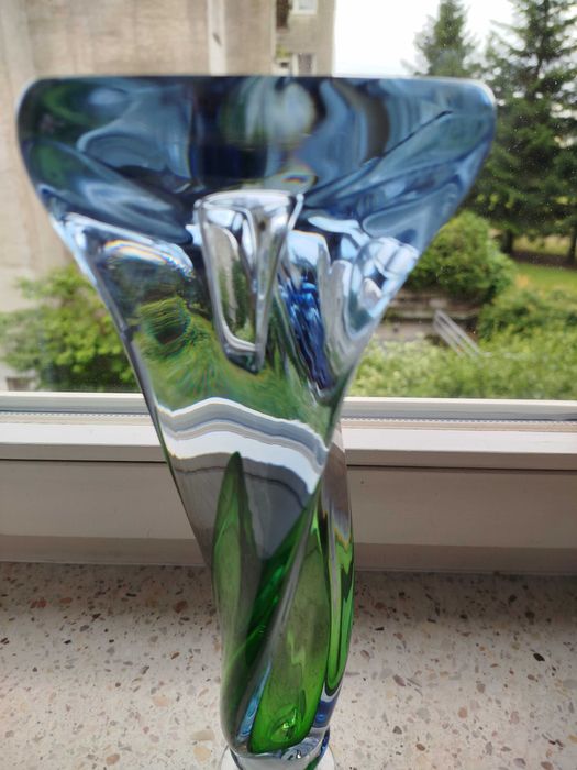 A. JABLONSKI rzadki, skrecony, krysztalowy wazon 29 cm