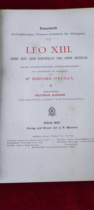 Старинный роскошный  фолиант. Римский Папа Лев XIII