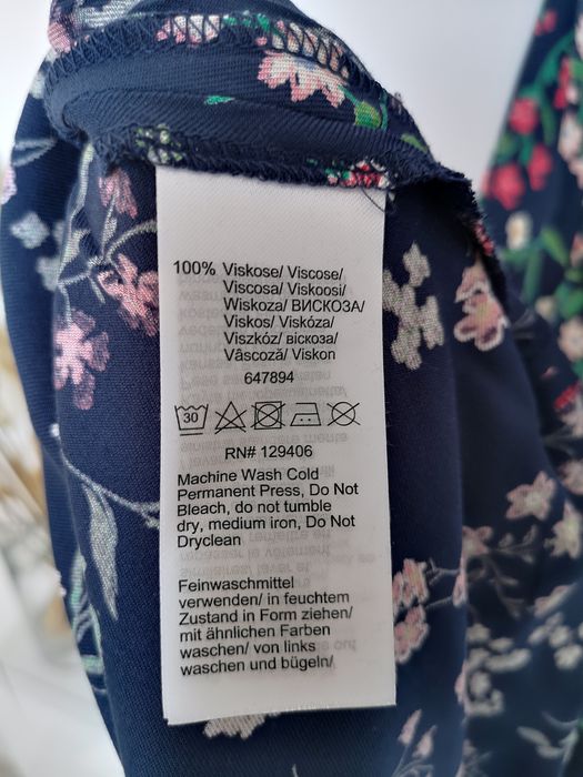Bonprix - Nowa - Sukienka - 34/36 - Granatowa - Kwiaty