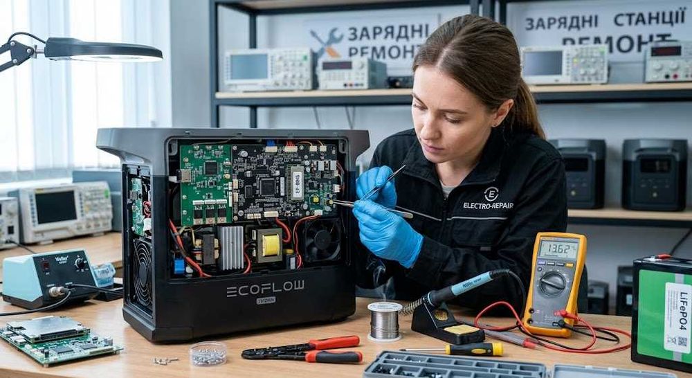 Ремонт зарядних станцій Київ (EcoFlow, Bluetti, Jackery, Anker) | Виїзд + Підмінна станція