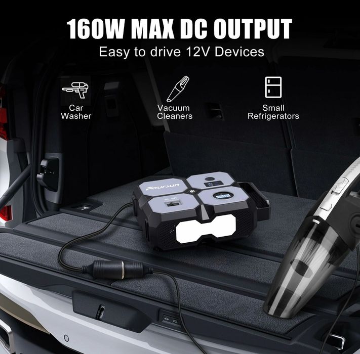 Booster Para carro 26800mAh 4000a 4 em 1 com Compressor de Ar sem Fios