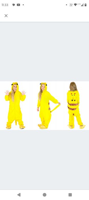 Strój karnawałowy piżama Pikachu r.134/140