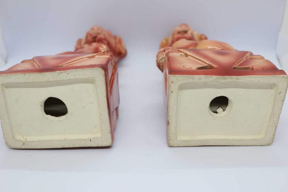 Par de Cães Foo 22 cm Monocromos Cerâmica Chinesa XX