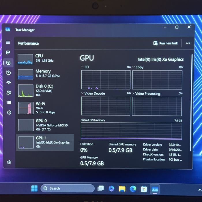 Ноутбук Dell i5 11357, 16Gb, Nvidia 2Gb MX450