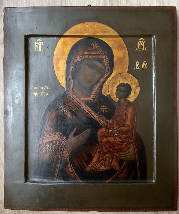 Iкона Тихвінська Богородиця, 31×27 см, старовинна 19 сторіччя