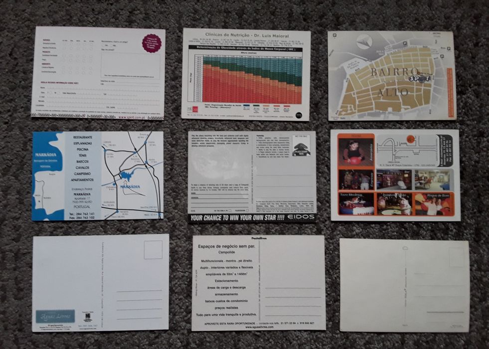 Postais com publicidade a marcas/serviços