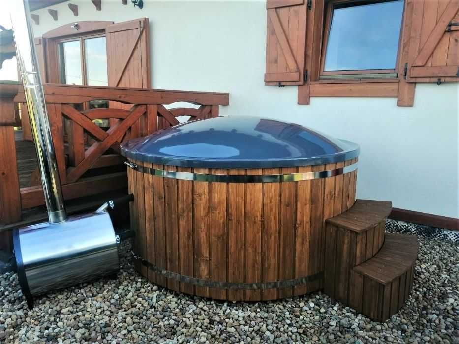 Balia ogrodowa jacuzzi LED, hydromasaż, napowietrzanie, pokrywa termo