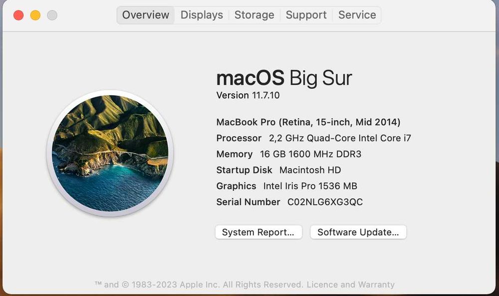 Apple MacBook Pro Retina, 15', Mid 2014, 16 GB, macOS Big Sur