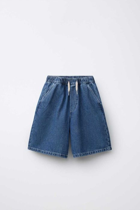 Широкі джинсові шорти бермуди на резинці в поясі 9-10 років