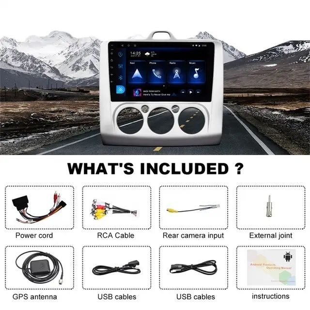 Rádio 2din Ford/Focus/Mk2 2004 a 2011 GPS e moldura 9' NOVO