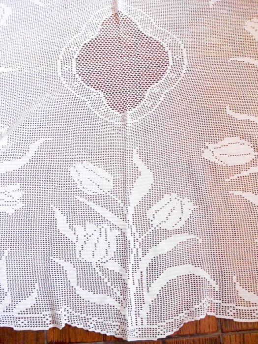 linda toalha em croché branca feita a mão - oval - 125 cm x 165 cm
